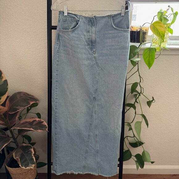 Mango Raw Hem Denim Skirt Size Small - Picture 1 of 7